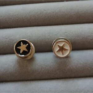 Black and white Star in circle brooch/pins